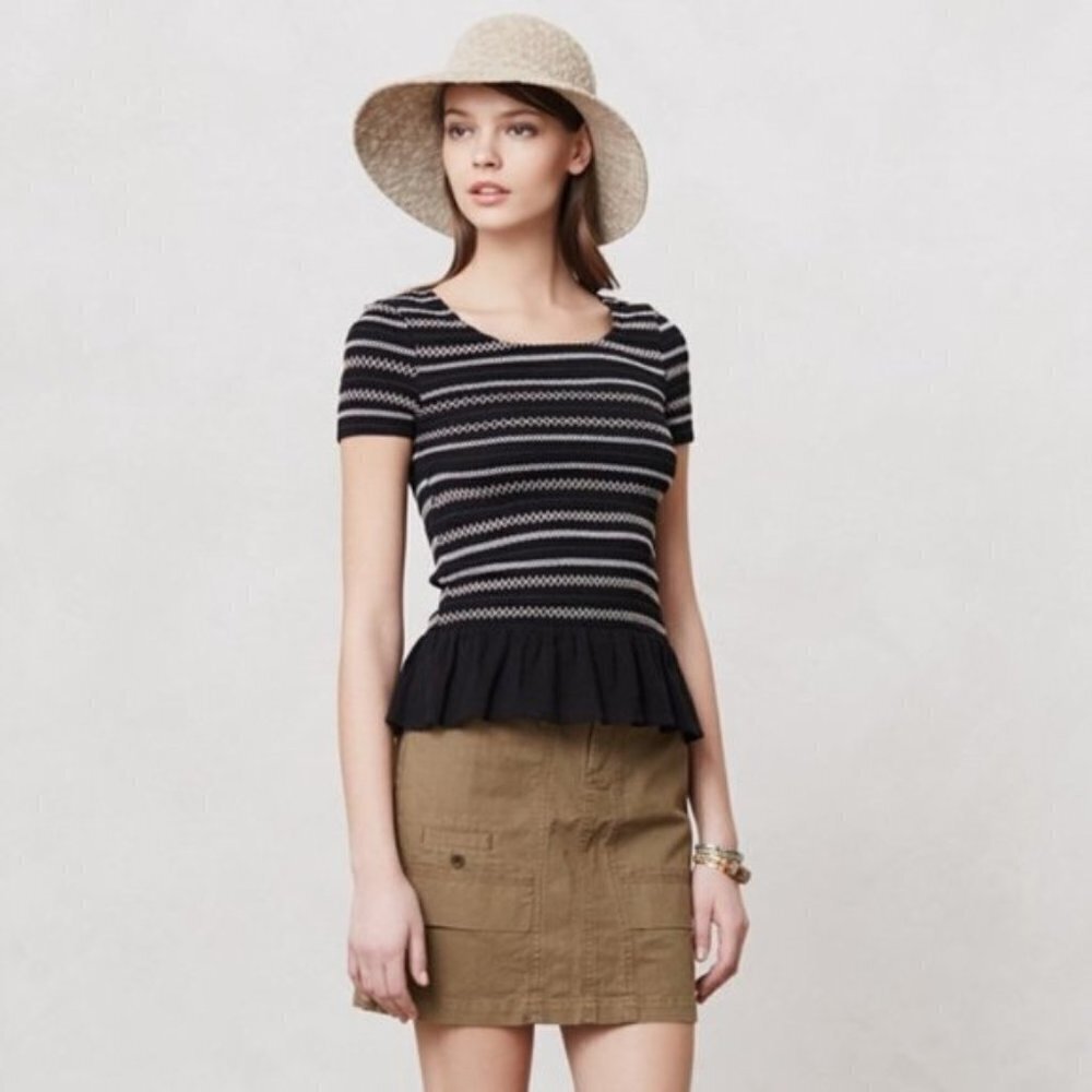 meadow rue smocked peplum tee - size small​​​​​​​